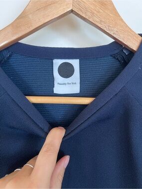 Assembly New York Navy Technical Knit Raglan Top Zip Cuffs Made in USA
